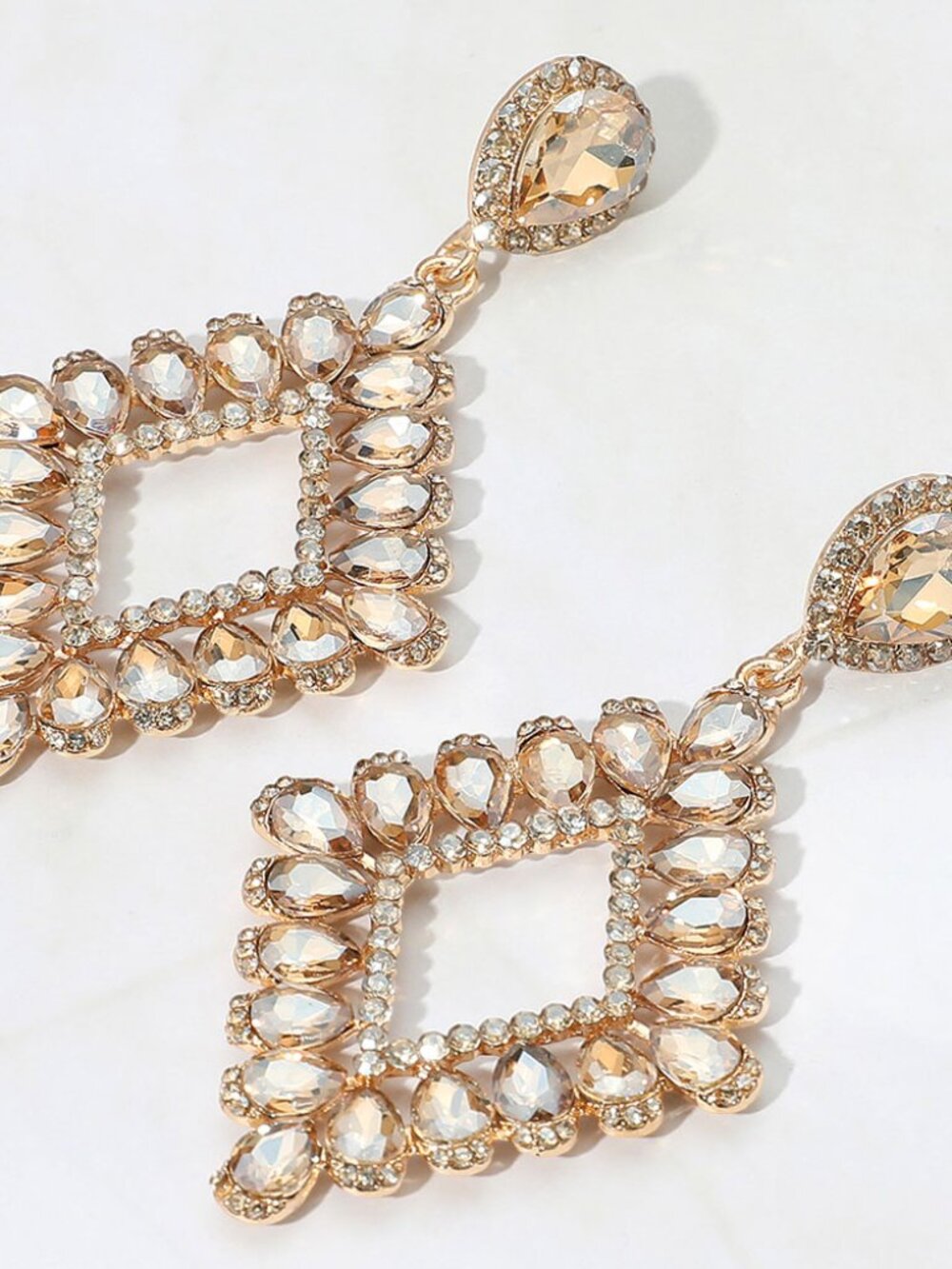 Gold and Topaz Dangle Formal Evening Earrings